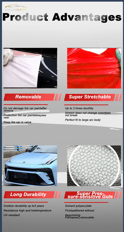 1.52*16m/lot PET Crystal Pepper White Car Paint Color-Changing PPF Vinyl Sticker Wrap PET Pearl Car Body Film