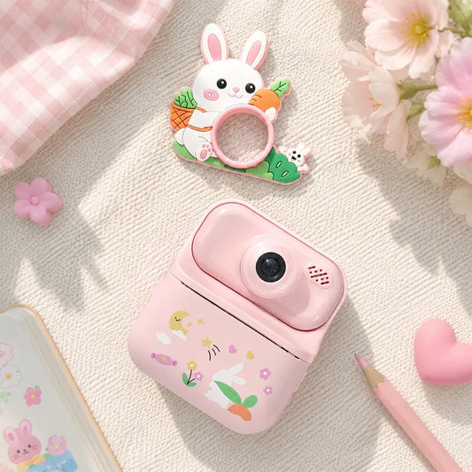 Kids Instant Print Camera IPS Screen Selfie Toy Camera With Print Paper 32G Card Lanyard DIY Gift For 3-12 Years Boys Girls