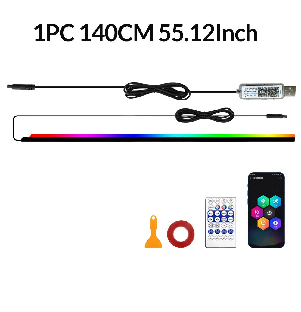 Car Interior LED Strip Lights Acrylic RGB Auto Ambient Lighting with Dreamcolor Center Console Dashboard Lamps with APP Remote