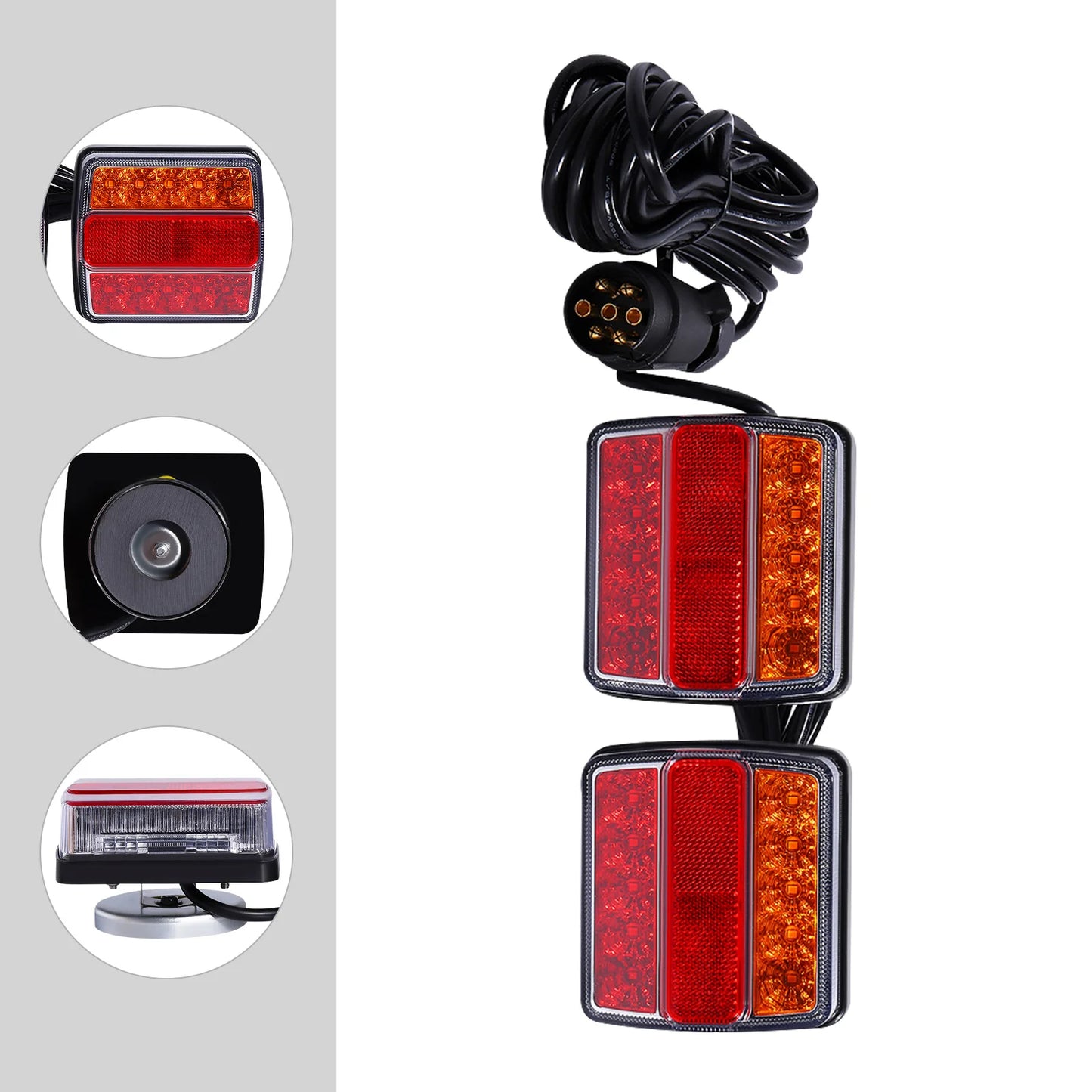 3256807765834798Led Trailer Tail Light Set, 12v, With 7-Pin Plug, Durable Material, Easy To Install, Improves Visibility, Licens