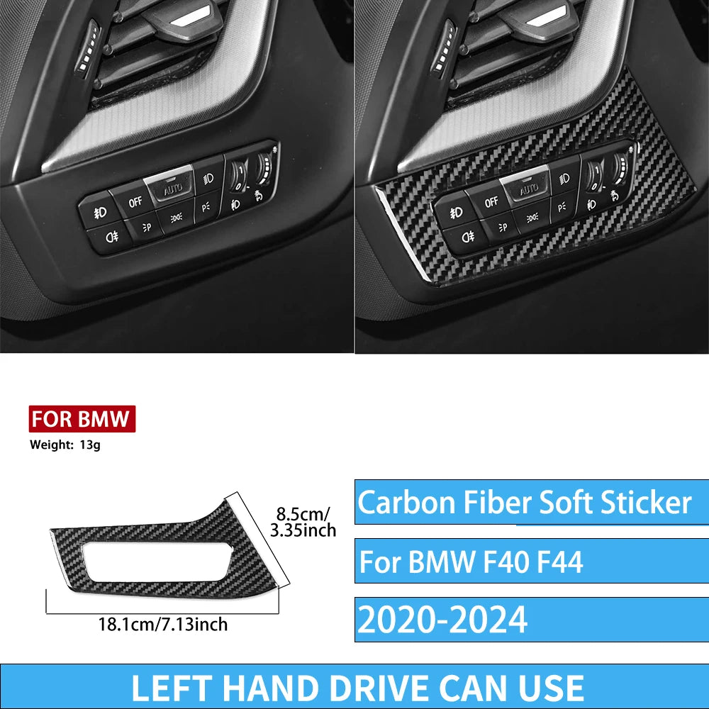 Real Carbon Fiber Car Accessories Black Trim Cover Soft Sticker For BMW 1/2 Series F40 F44 2020 2021 2022 2023 2024