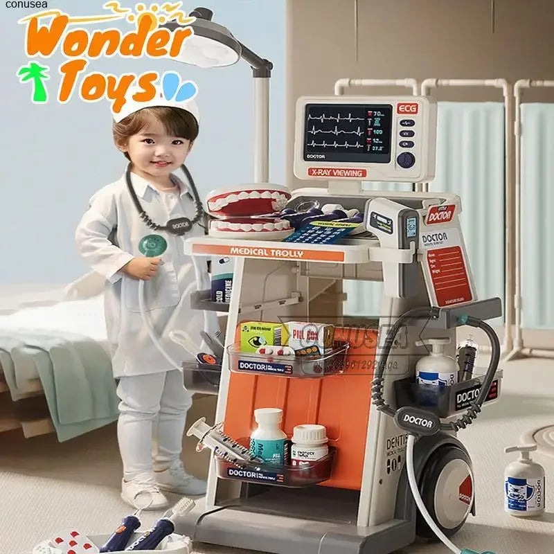 Hospital Play Doctors Set Dentist Kit Play Set Pretend Play Game Nurse Role Play Games Medicines Suitcase Cart Kits for Children