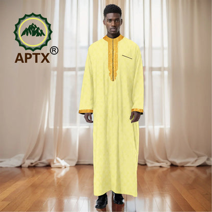 Musilim Men Cloths Long Sleeve Islamic Clothing Men Robe Arab Abaya Dresses Embroidered Kaftan Casual Formal Dubai Thobe 2412002