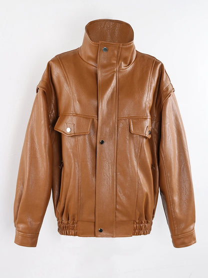 Mauroicardi Autumn Winter Waterproof Windproof Oversized Thickened Warm Black Faux Leather Jacket Men Zip Up Casual Cool Fashion