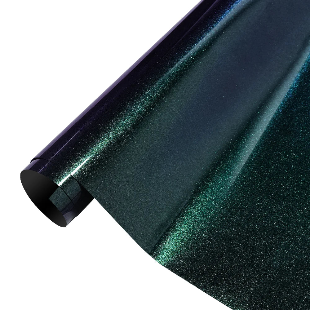 Car Wrap Vinyl Film Glossy PET Diamond Purple&Green PVC Car Engine Hood Decal Self Adhesive Motorcycle Auto Body Decoration Film