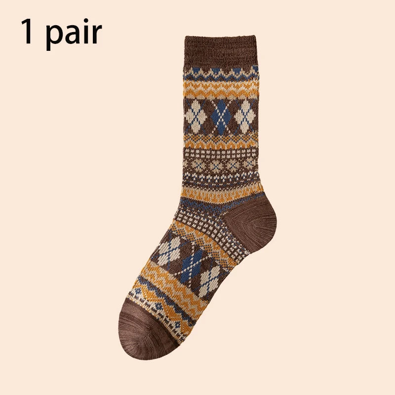 Men's Dress Socks, Cotton Crew Socks, Breathable and Sweat-Absorbing, Funky Colorful Pattern Crew Socks