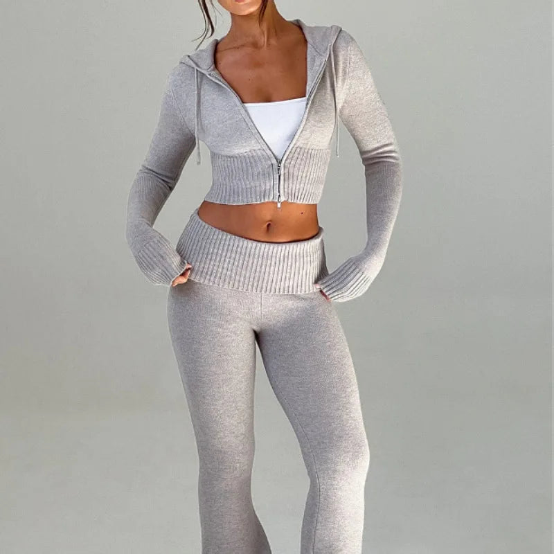 Spring New Women's Clothing Slim-fit Short Hooded Top Casual Pants Fashion Suit Women's Two-piece Set