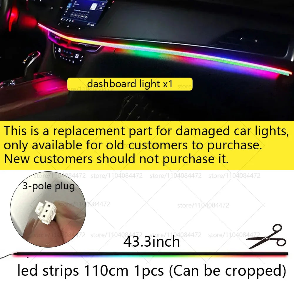 22in1 RGB Car Interior Acrylic Car Ambient Lights RGB Hidden Acrylic Strip Decoration Atmosphere Accessories For Peugeot 2008
