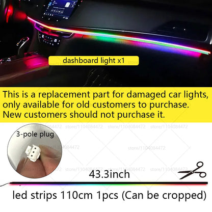 22in1 RGB Car Interior Acrylic Car Ambient Lights RGB Hidden Acrylic Strip Decoration Atmosphere Accessories For Peugeot 2008