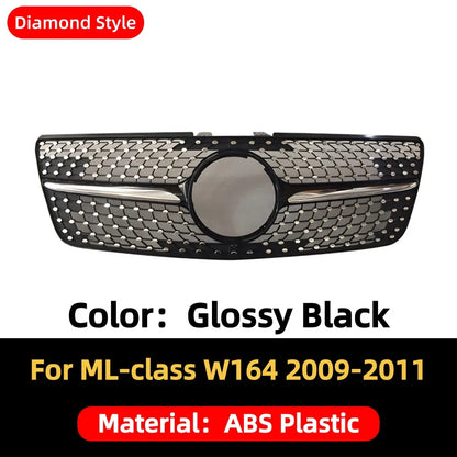 Front Mask Grille Bumper Grill Hood Mesh Modification For Mercedes Benz ML W164 2005-2011 GT Diamond Style Tuning Accessories