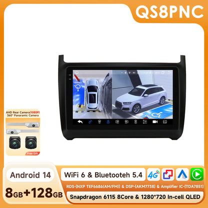Hizpo 9" Car Radio Carplay for Volkswagen Polo 5 2008 - 2020 Smart Player Wireless Android Auto GPS Navigation BT 6115 WiFi 4G