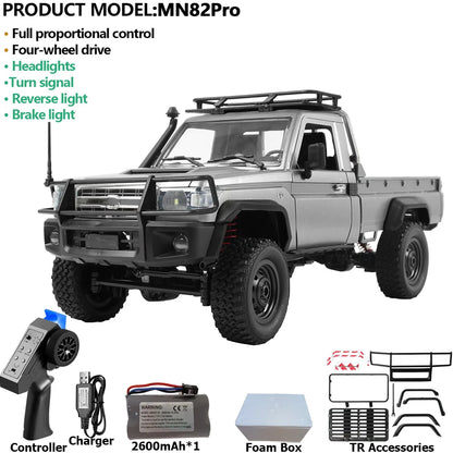 MN82PRO MN82 1/12 RC Car 4WD 2.4G Remote Control Car Simulation Classic All-terrain Off-road LED Light RC Truck Toys As Kid Gift