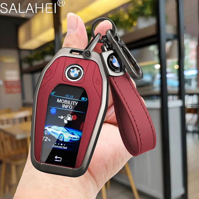Leather Car Display LED Key Case Fob Cover Shell For BMW 3 5 7 Series G11 G12 G30 G31 X4 X5 X6 X7 i8 G32 G05 G07 X3 Accessories