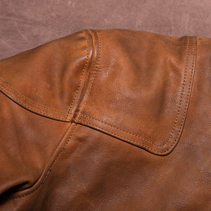 American Retro Venom Raw Hide Uncoated Frosted Cowhide Distressed Slim Fit Short Motorcycle Jacket for Men Genuine Real Leather