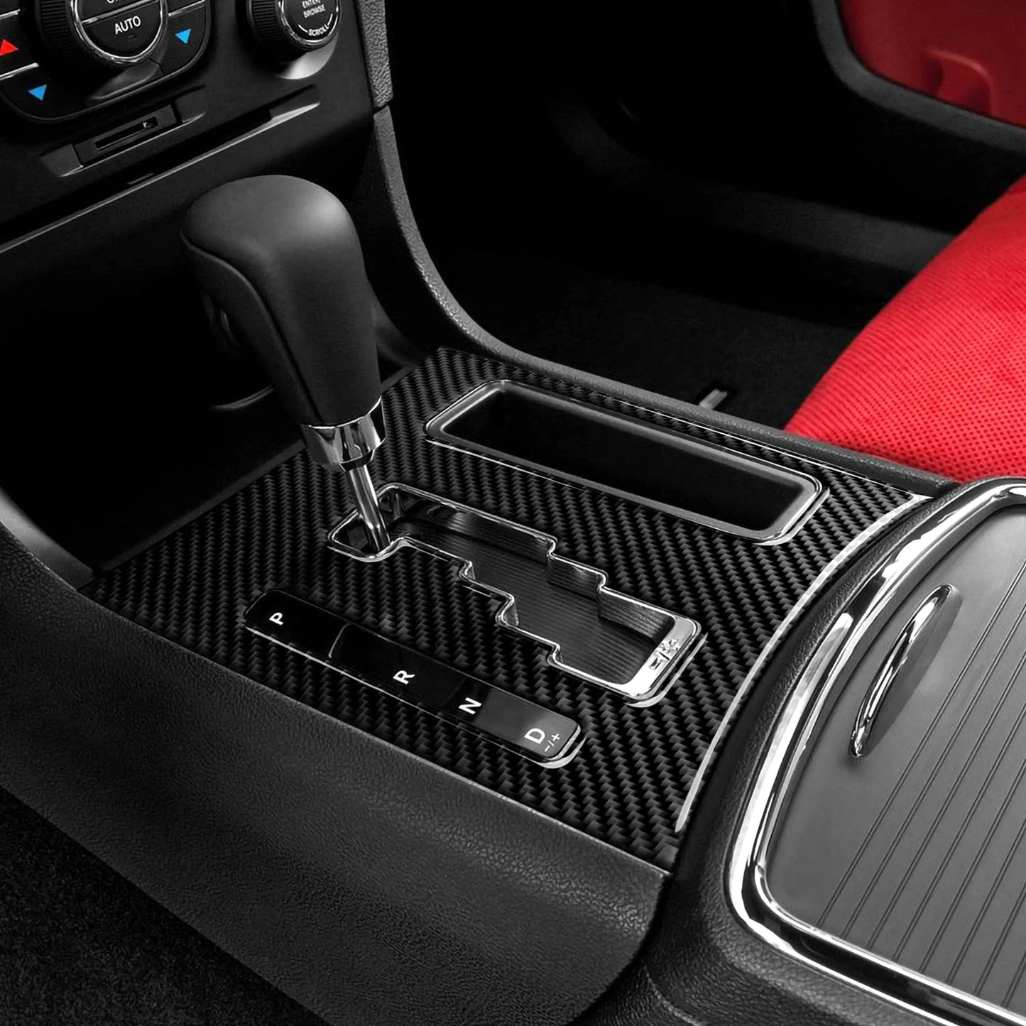 For Chrysler 300 (2011-2014) Car Center Console Gear Shift Panel Steering Wheel Cover Carbon Fiber Interior Sticker Accessories