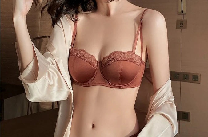 Hot Sale French Style Lace Satin Lingerie Set For Women, Sexy Push Up Thin Comfortable Breathable Daily Wear Intimates Bra Set