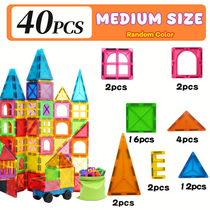 Children's Magnetic Building Blocks Set, Stem Educational Toy, Stacking and Puzzle Set, Birthday and Holiday Gift, Creative Play