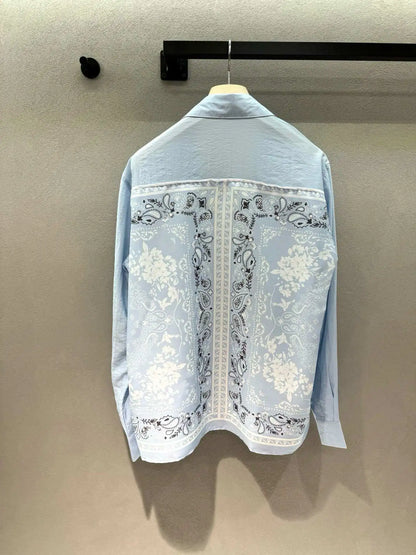 Mediterranean Style Silk Scarf Printed Shirt Loose Top Strapless Short Skirt Set Casual Women's Clothing 26's New