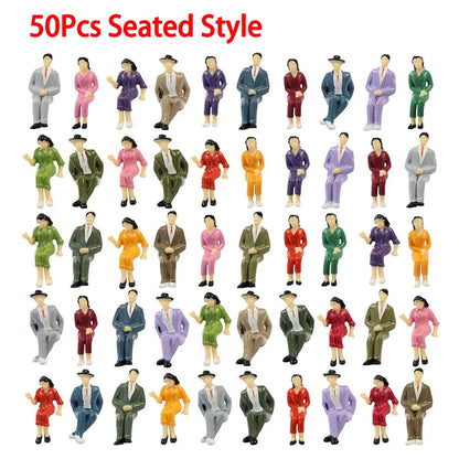 Model Miniature 1:87 HO Scale Architectural Painted Models Human Scale Model ABS Plastic People Figures Random Poses 50/100Pcs