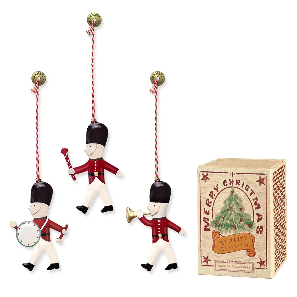Aizulhomey Metal Christmas ornaments double-sided hand painted iron pendant christmas tree decoration gifts arts handicraft