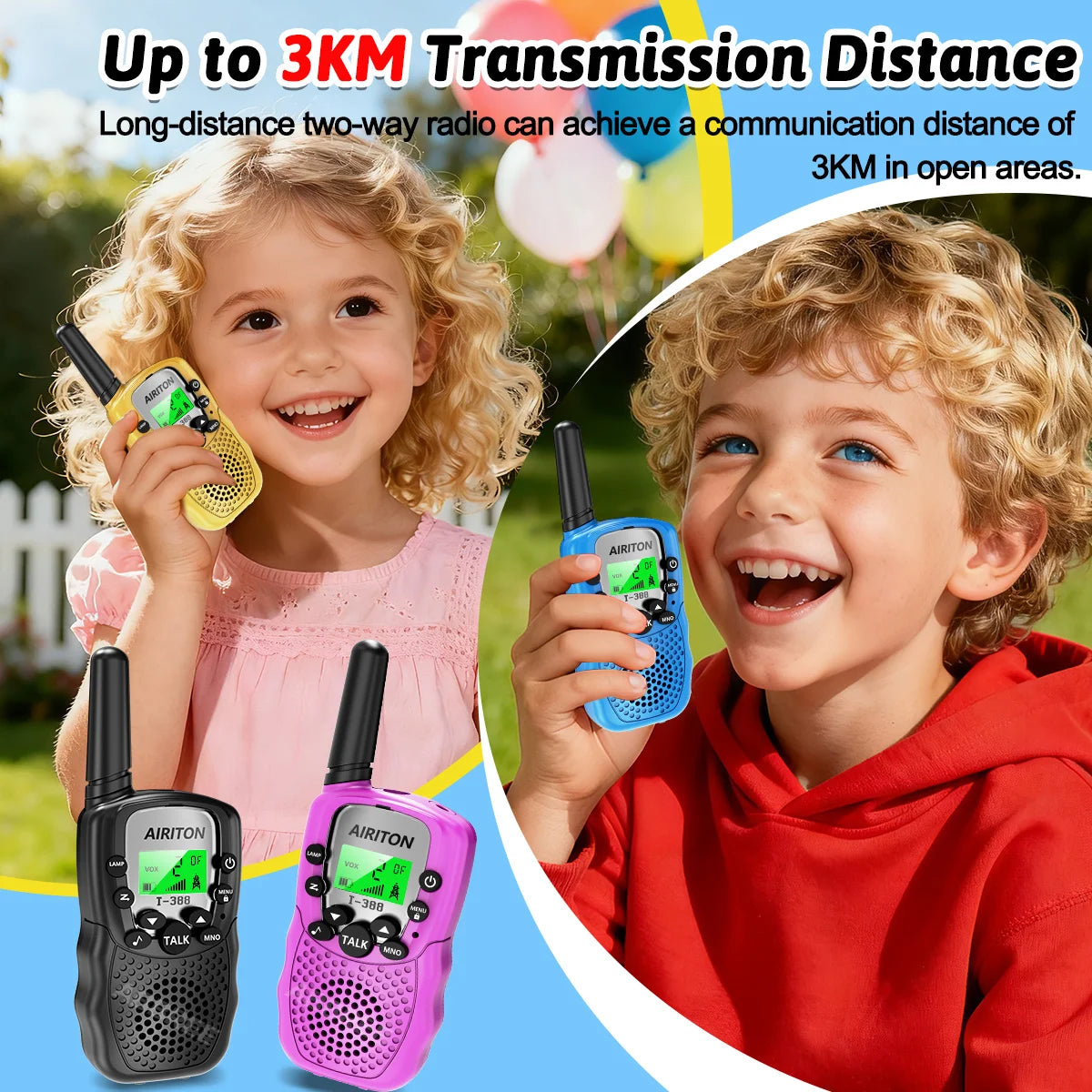 2PCS AIRITON T388 Mini Walkie Talkie Children Toy Gift Kids FRS PMR Long Range VOX Handheld Two Way Radio For Boys Girls