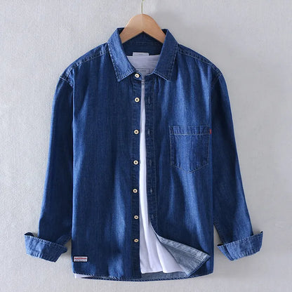 Casual Loose Men's Long Sleeve Denim Shirt Youth Trend Breathable Comfortable Workwear Resistant to Wear And Dirt Spring Autumn