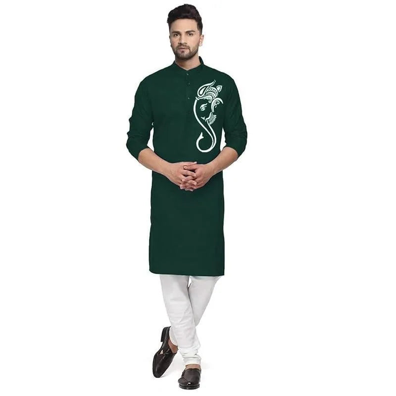 Men Digital Printed Kurta Shirt Regular Fit Mandarin Collar Long Suitable All Occasions Such Wedding Hari Raya National style