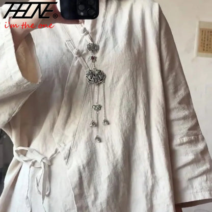 Autumn Fashion Woman Blouse 2024 Lace-up Vintage Blusa Mujer Long Sleeve Korean Women's Shirts Cotton Linen Solid Casual Camisas
