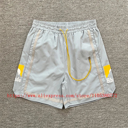 New Arrival RHUDE Print Casual Shorts Loose Street Shorts with Pockets Men's High Quality Shorts