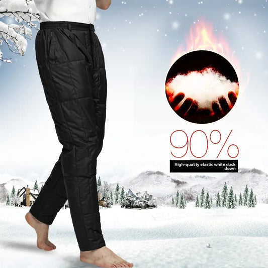 Thiened High Waist down Pants Men's Winter Outerwear Indoor Wear Large Size Warm Cotton Trousers for Middle-Aged And ly