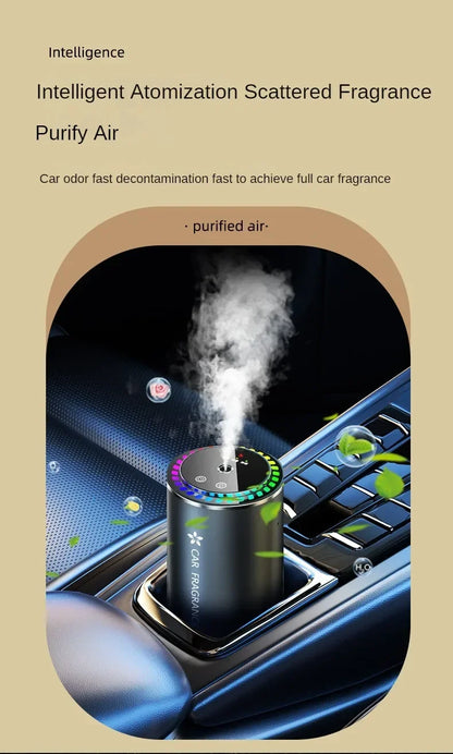 Car Aromatherapy Perfume with Automatic Spray Aluminum Alloy Metal Odor Remover with Colorful Star Ceiling Atmosphere Light