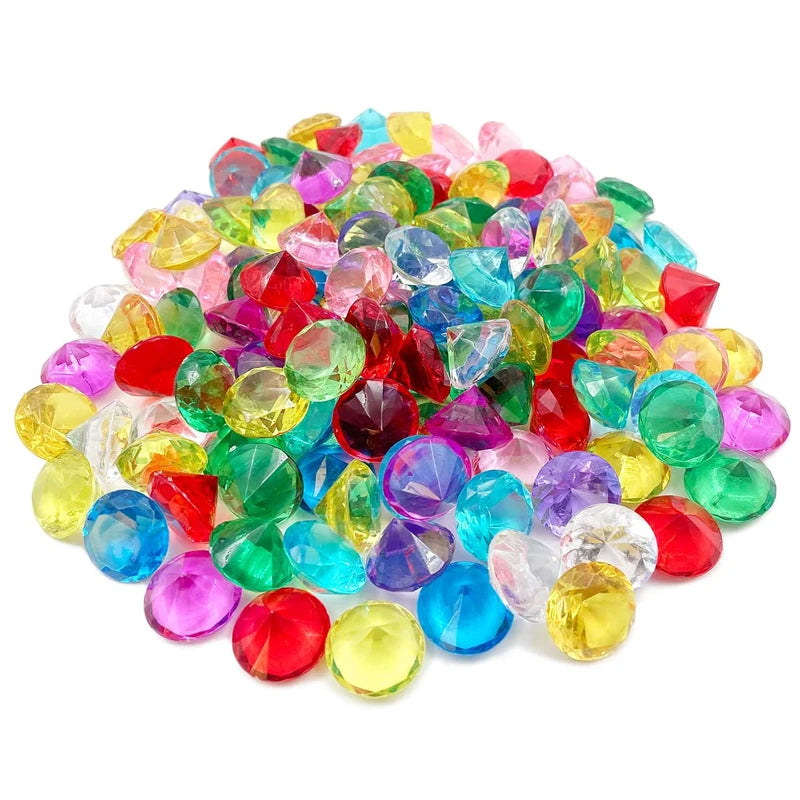 250PCS Pirate Treasure Chest Pool Diving Toys Acrylic Diamond Gems Small 19MM Vase Fillers Party Favors For Boys And Girls