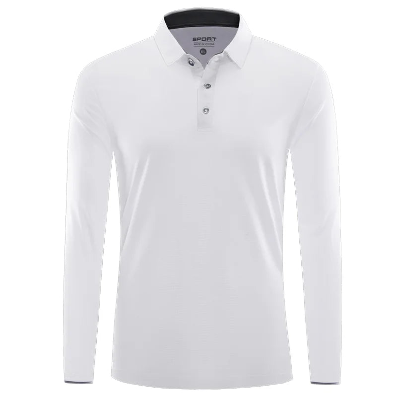 Quick Dry Long Sleeve Polo Custom Logo High Quality Lapel Sports Polo Shirt Embroidery Design Company Team Shirt Printing Image