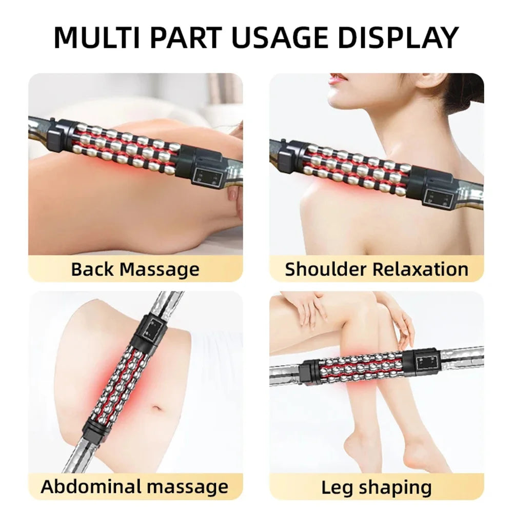 New 36W Relaxed Red Light Heated Massage Device Roll Massager 360° Rotating Inner Ball Roller for Whole Body Anti Cellulite