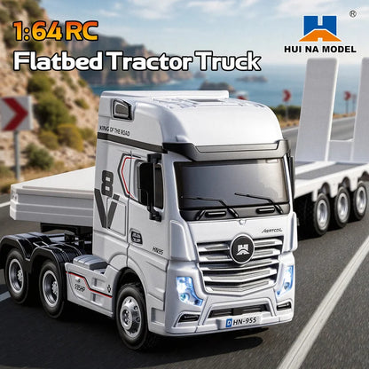 New 1:64 Huina 9900 Rc Truck Flatbed Tractor Truck 12-Channel Rc Car Mini With Light 2.4g Proportional Precise Control Toy Gifts