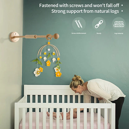 Baby Rattle Toy Wooden Mobile Bracket Fixed To The Wall 0-12 Months Holder Baby Crochet Bed Bell Hanging Toy Stand Baby Crib Toy