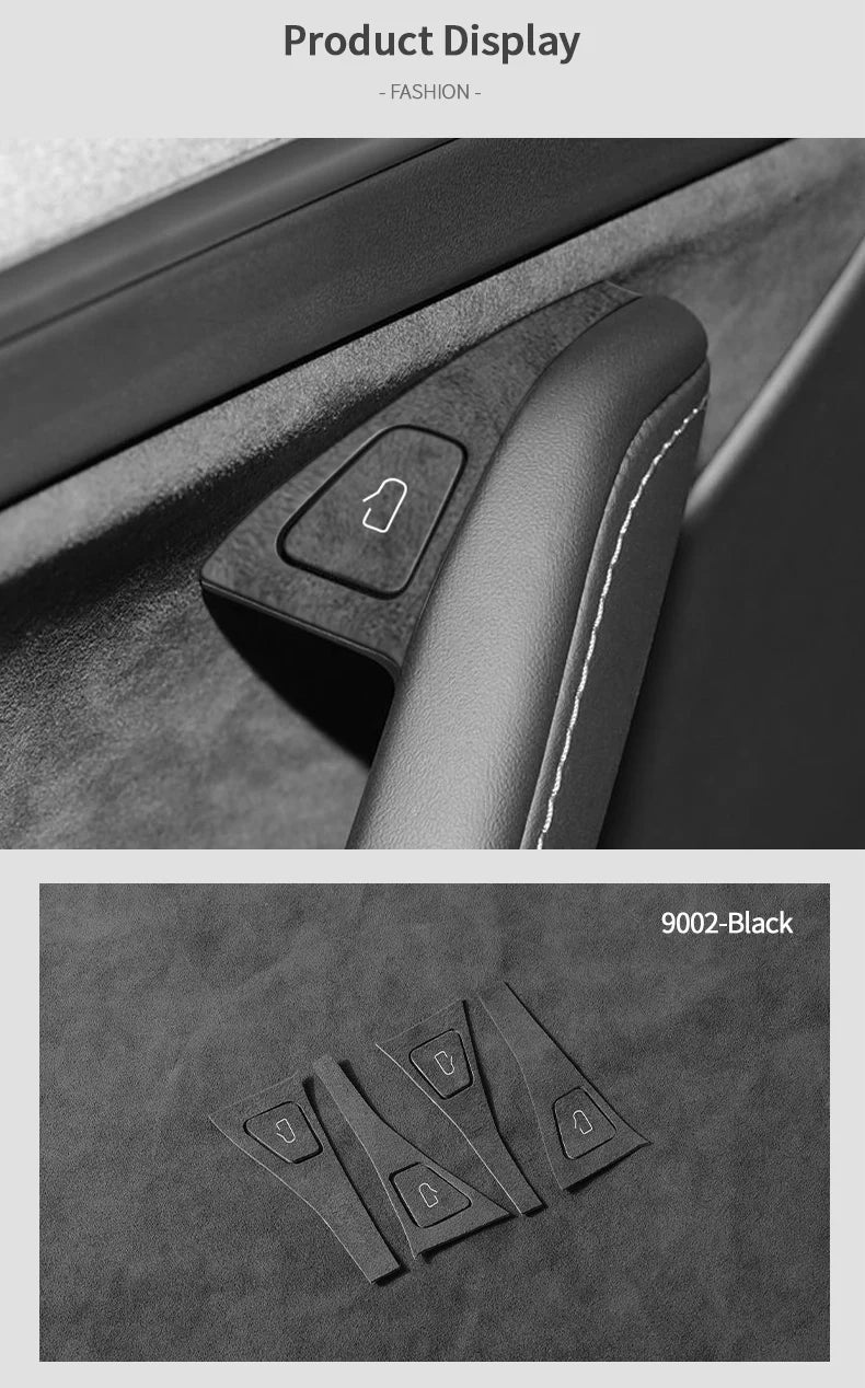 Top Suede For Tesla Model 3 Model Y (2019-2024) Door Switch Button Trim Cover Protection Decoration Car Interior Accessories