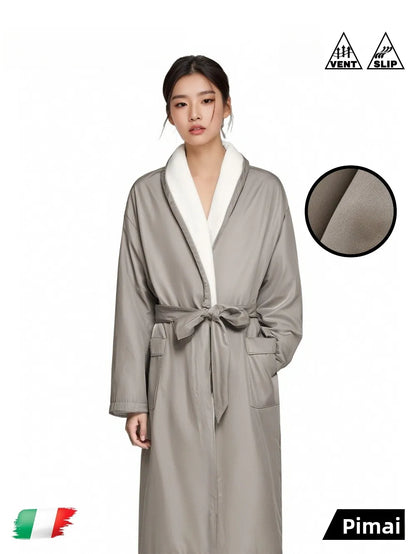 PinkBread Coral Fleece Thickened Warm Hooded Couples Sleep Robe Men's Bathrobe Luxury Home Clothes Winter Season Polyester Fiber