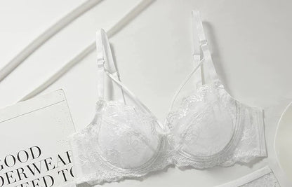 Novidades Conjunto Lingerie Renda Ultra Fina Mulher Sutiã Arco Macio Push Up Minimizador Busto Anti Flacidez Confortável 32-42
