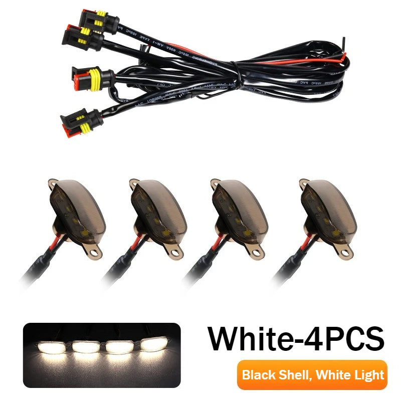 Car grille small yellow lights, eagle eye lights, front LED grille lights with wiring harness, suitable for pickups and SUVs