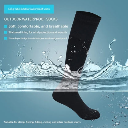 Men's Waterproof Knee-High Hiking Socks – Breathable Anti-Slip Outdoor Crew Socks for Trekking, Camping,Fishing Wet Terrain
