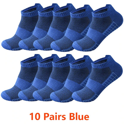 10/20 Pairs Ankle Socks Men Women Breathable Mesh Cotton Socks Running Sports Solid Color Boat Socks Couple Student Ear thletic