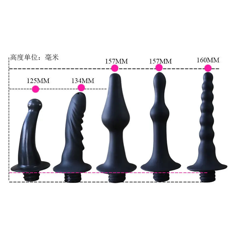 Black Liquid Silicone Anal Douche Enema Bulb - Anti-Backflow Anal Cleaner with Multiple Nozzles, Colon Cleansing Sex Toy for Men