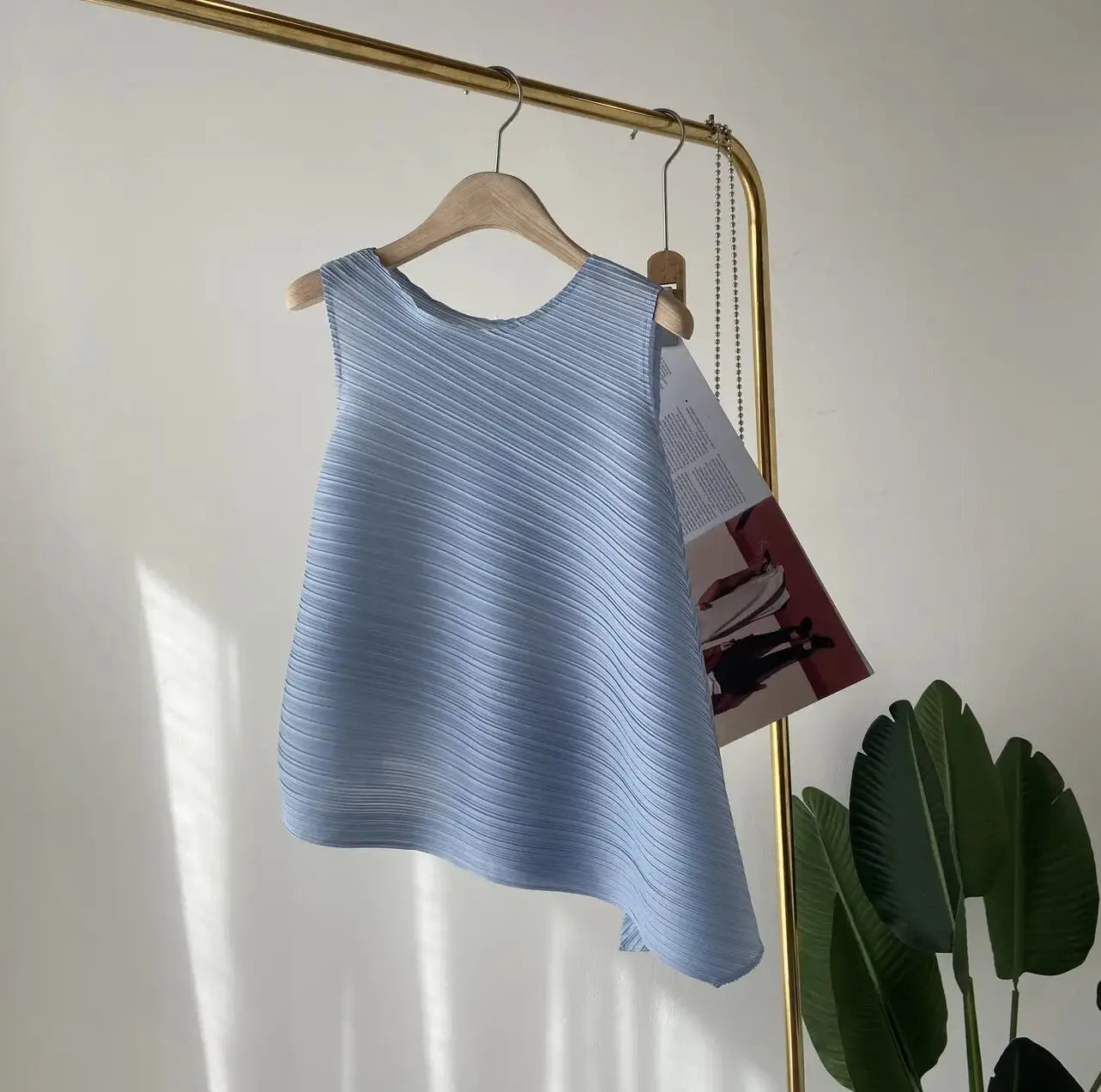 Unique Folded Design Sleeveless Top Set for Small Women Elegant Suitable Travel Wear Polyester Summer T-Shirt round Neck High...