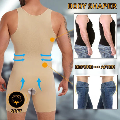 Men Full Body Shaper Underwear Slimming Compression Bodysuit Open Crotch Shapewear Tummy Control Male Corset Fajas Para Hombres