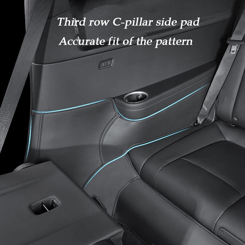 For Tesla Model Y L Launch 2025 2026+ Back Seat Cover 2PCS Leather Protector Wear-Resistant Kick Seatback Mats Accessories