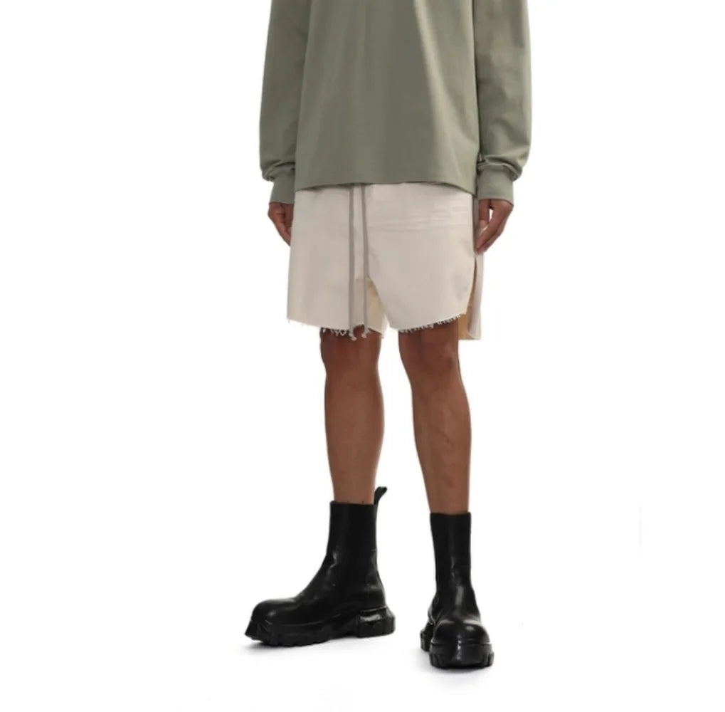 High Street Shorts Men's Dark RO Men's Side Split Casual Shorts 25RO Drawstring Loose High Street Wide Leg Shorts