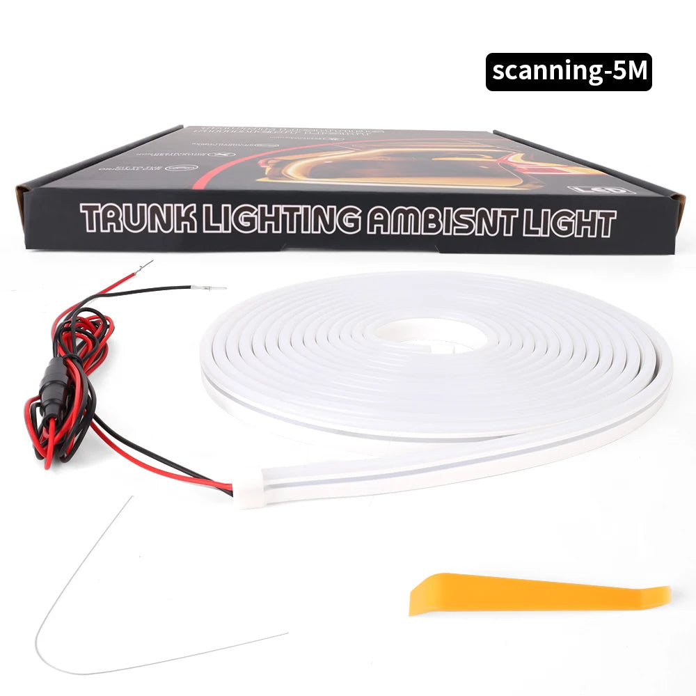 Car High Brightness Trunk Lighting Ambient Light Super Bright Interior Decoration Car Trunk Universal Silicone COB Light Strip