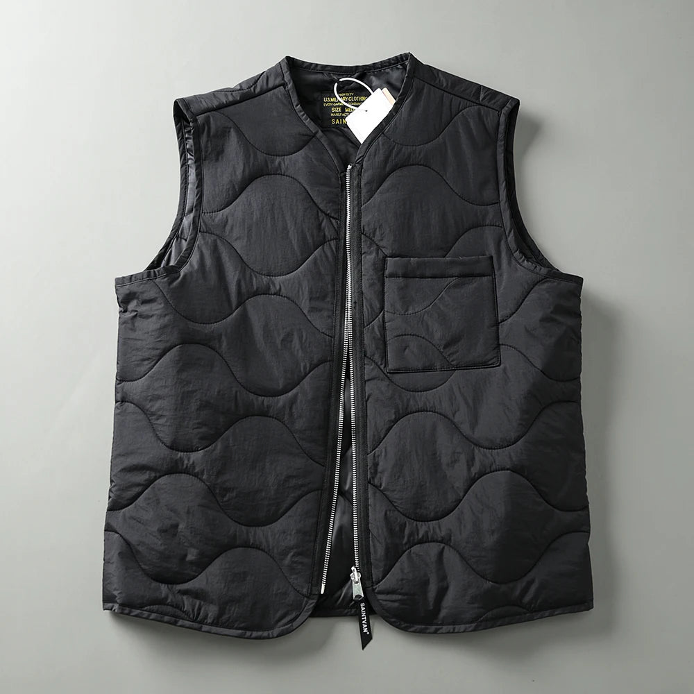 Lightweight Windproof Wearable Autumn Winter Men's Retro Casual Gourd Shaped Basted Cotton Vest Versatile All-Match Jacket