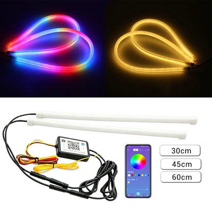 Dynamic Drl RGB Universal LED Headlights Strip Sequential Tun Signal Strip Neon Welcome Lamp Daytime Running Lights APP Control